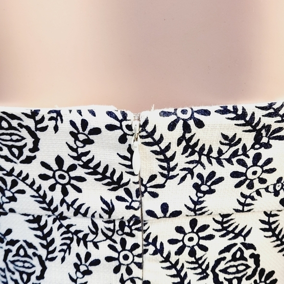 J. Crew Ella Strapless White & Black Floral Shift Cotton Blend Dress Size: 6 - Picture 9 of 16
